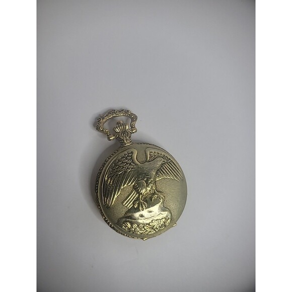 Vintage Watch-it Pocket Watch Gold Tone Eagle Quartz Jewelry Costume - Picture 1 of 11